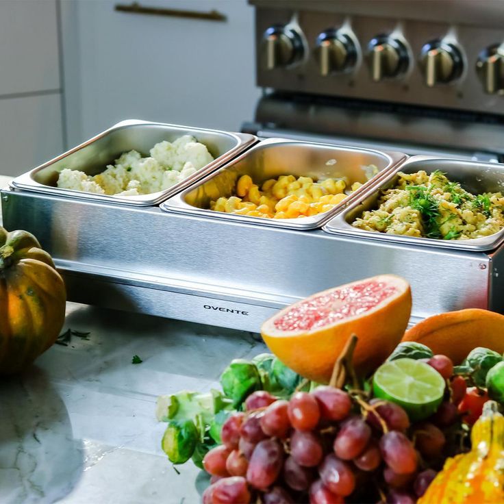 Mini 3-Tray Buffet Server and Food Warmer with Stand Alone Warmer Tray