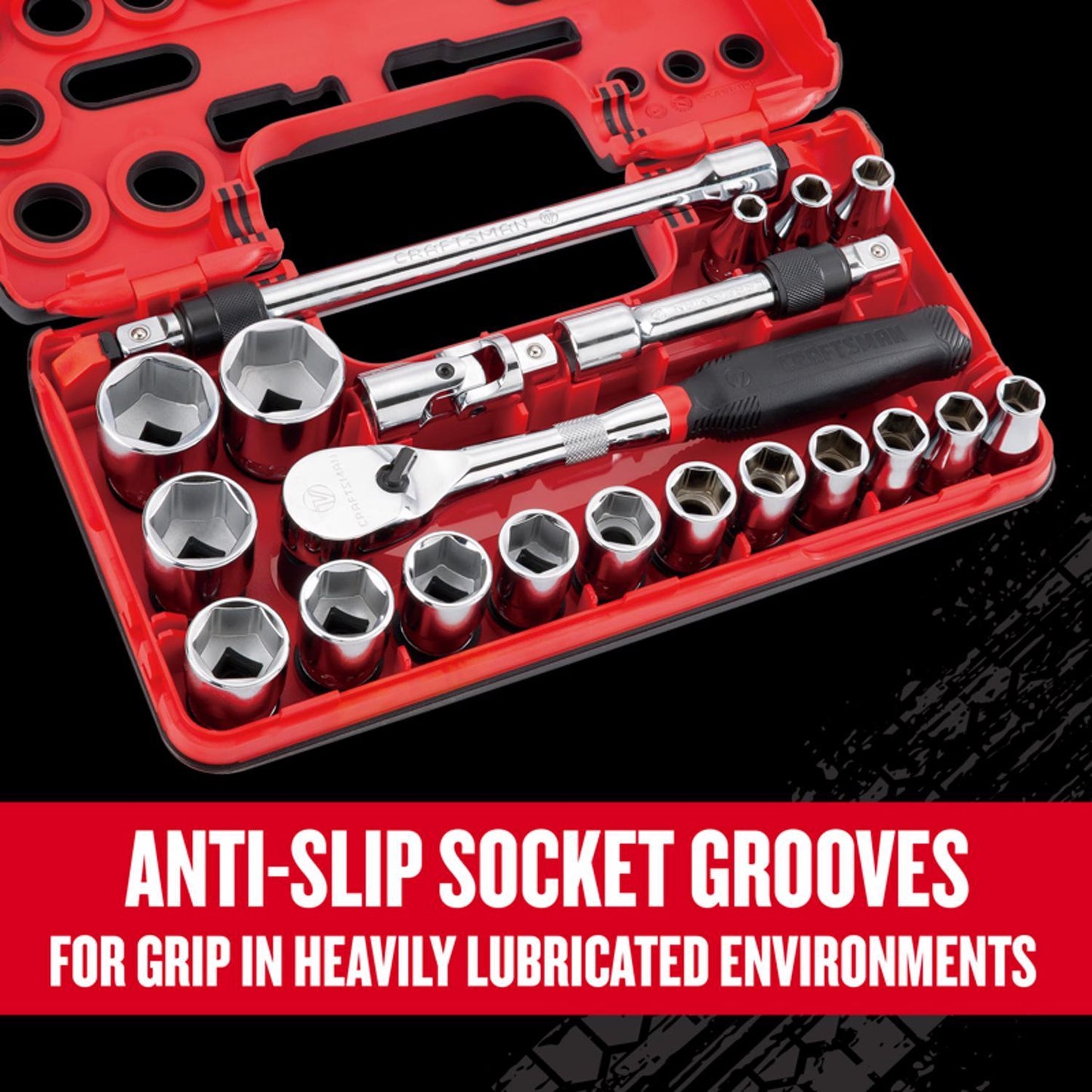 Craftsman V-Series 1/2 in. Drive Metric 6 Point Socket and Tool Set, 21 pc