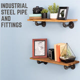 1/2 in. Black Pipe 5.75 in D x 2.5 in. H Wall Mounted Double Flange Shelf Bracket Kit (4-Pack)