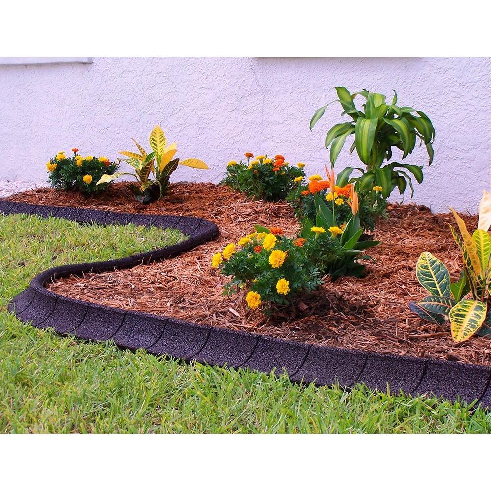 4 ft. Brown Rubber Curb Landscape Edging (4-Pack) - Super Arbor
