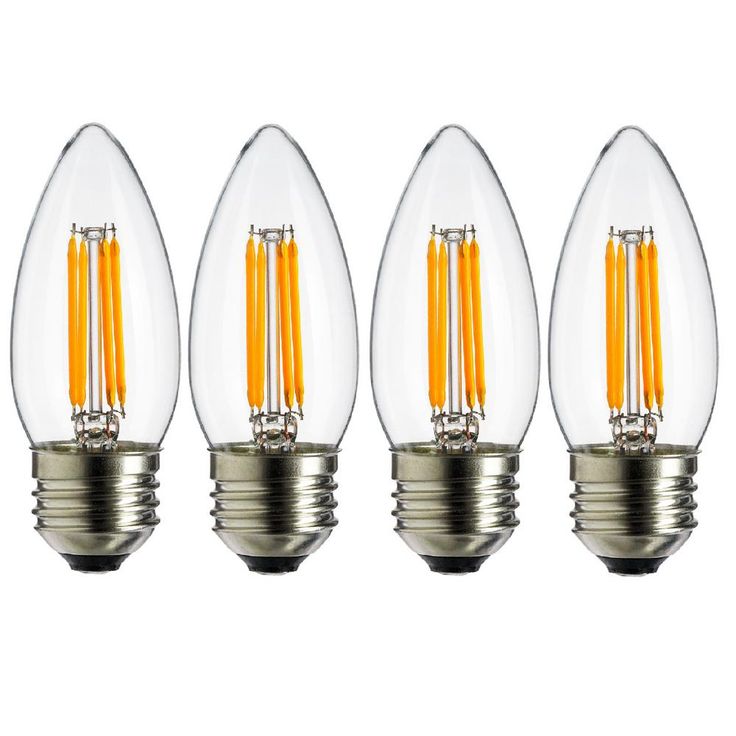 Sunlite 40-Watt Equivalent B11 Vintage Filament Chandelier LED Light Bulb in Warm White, 2700K (4-Pack)