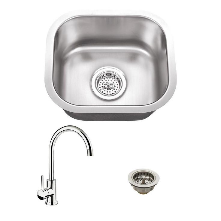All-in-One Undermount Stainless Steel 15 in. Single Bowl Bar Sink with Polished Chrome Gooseneck Kitchen Faucet