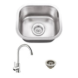 All-in-One Undermount Stainless Steel 15 in. Single Bowl Bar Sink with Polished Chrome Gooseneck Kitchen Faucet