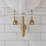 Embassy 30 in. Brass Wash Stand with Satin Brass P-Trap Kit, Faucet, Marble Counter Top, and White Basin - Super Arbor