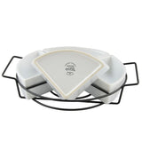 Gracious Dining 5-Piece White Ceramic 4-Section Tray Set with Metal Rack