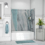 Elite 32 in. x 60 in. x 60 in. 9-Piece Easy Up Adhesive Tub Surround in Calacatta White - Super Arbor