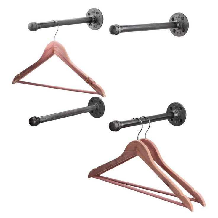 1/2 in. x 1 ft. L Black Pipe Wall Mounted Clothing Bracket Kit (Set of 4)
