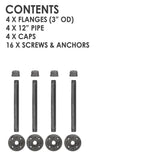 1/2 in. x 1 ft. L Black Pipe Wall Mounted Clothing Bracket Kit (Set of 4)