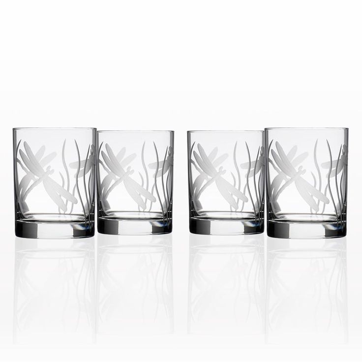 Dragonfly 14 oz. Clear Double Old Fashioned Glass (Set of 4)