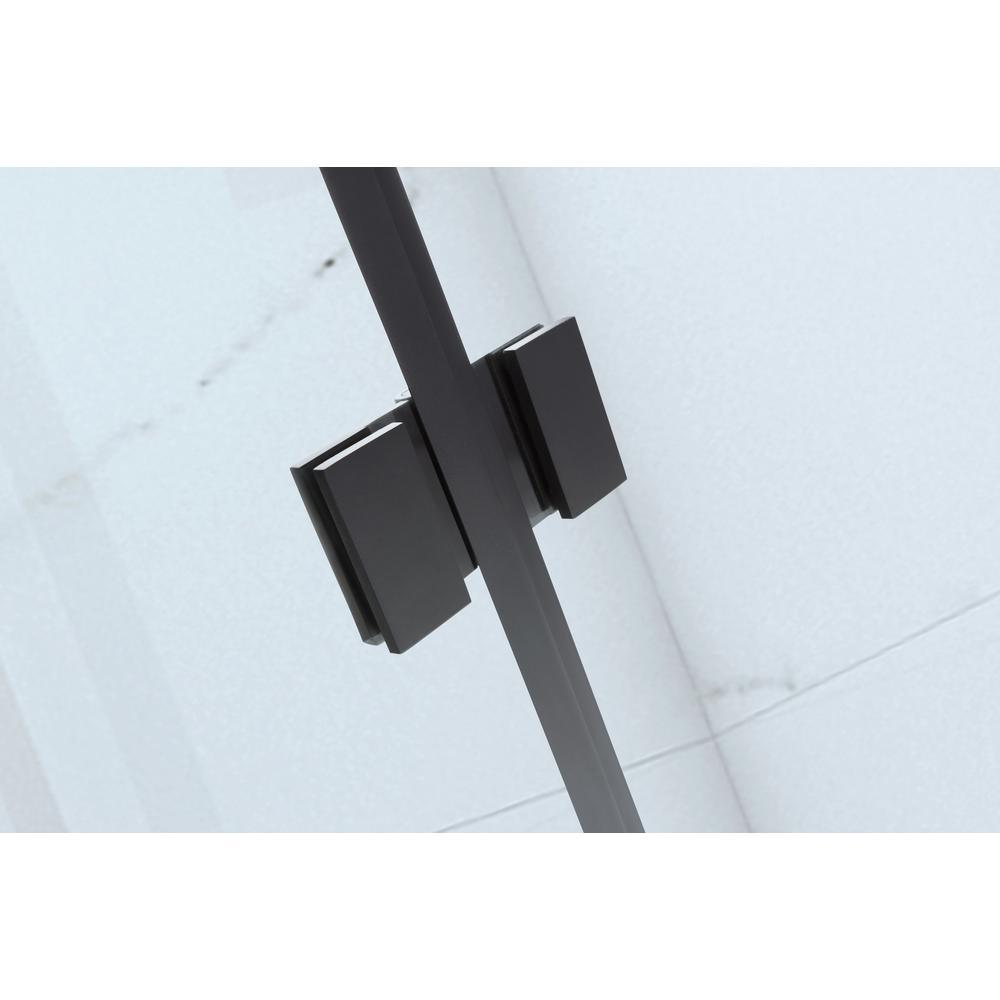 Tidy 39 in. x 55 in. Semi-Frameless Hinged Bathtub Door in Black without Handle - Super Arbor