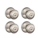 Georgian Satin Nickel Privacy Bed/Bath Door Knob (8-Pack) - Super Arbor