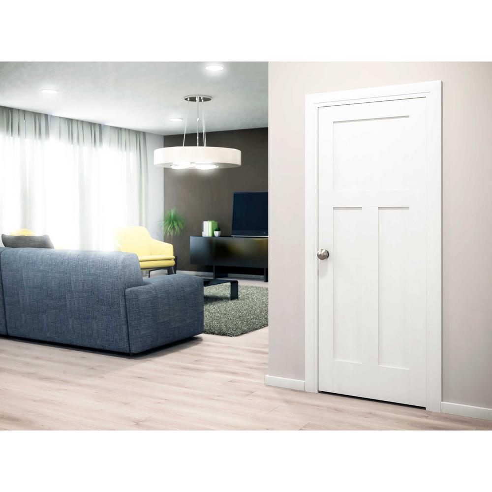 30 in. x 80 in. x 1-3/8 in. Shaker White Primed T-Shape 3-Panel Solid Core Wood Interior Slab Door - Super Arbor
