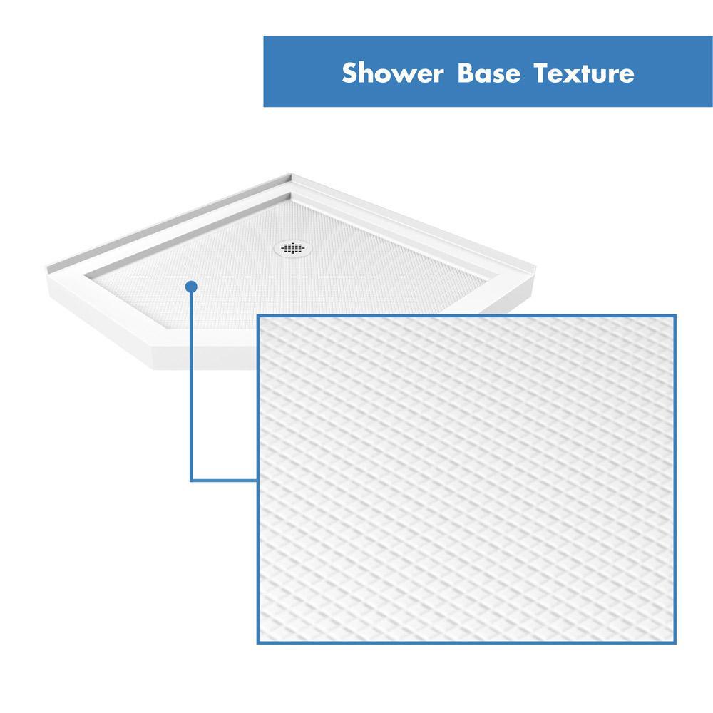 Prism 36 in. x 36 in. x 74.75 in. Semi-Frameless Pivot Neo-Angle Shower Enclosure in Brushed Nickel with White Base - Super Arbor