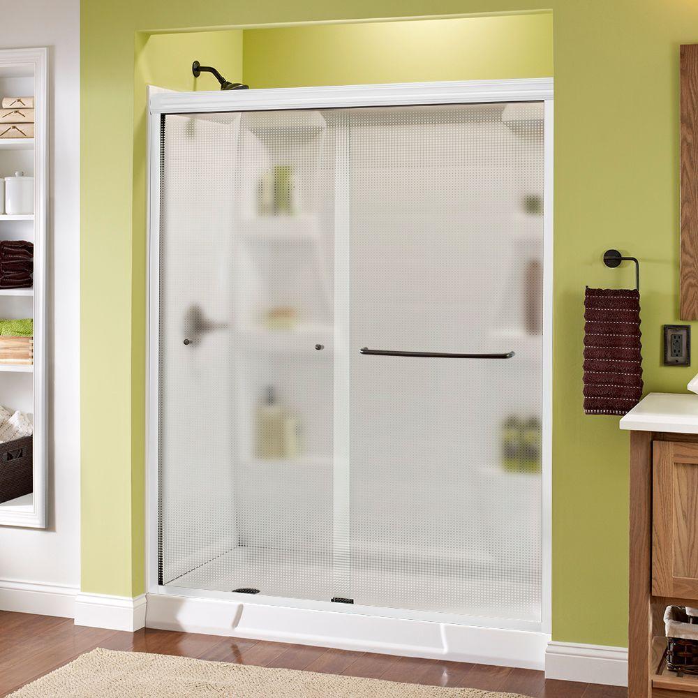 Simplicity 60 in. x 70 in. Semi-Frameless Traditional Sliding Shower Door in Nickel with Transition Glass - Super Arbor