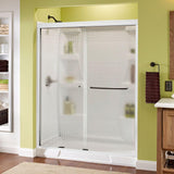 Simplicity 60 in. x 70 in. Semi-Frameless Traditional Sliding Shower Door in Bronze with Rain Glass - Super Arbor