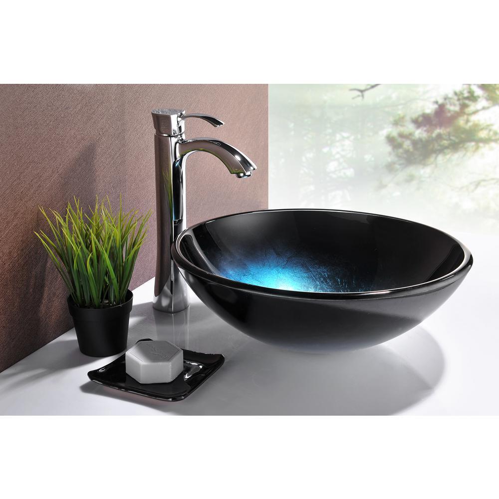 Tara Deco-Glass Vessel Sink in Deep Sea - Super Arbor
