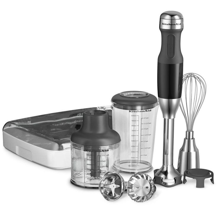 5-Speed Silver Immersion Blender with Whisk and Chopper Attachments