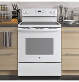 GE 30-in Smooth Surface 4 Elements 5.3-cu ft Self-Cleaning Freestanding Electric Range (White)