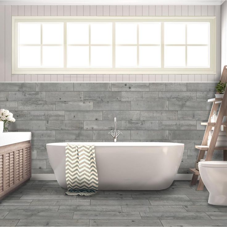 Florida Tile Home Collection Timber Grey 6 in. x 24 in. Porcelain Floor and Wall Tile (14 sq. ft. / case)