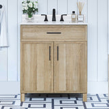 Style Selections Dolton 30-in Natural Oak Undermount Single Sink Bathroom Vanity with White Engineered Stone Top