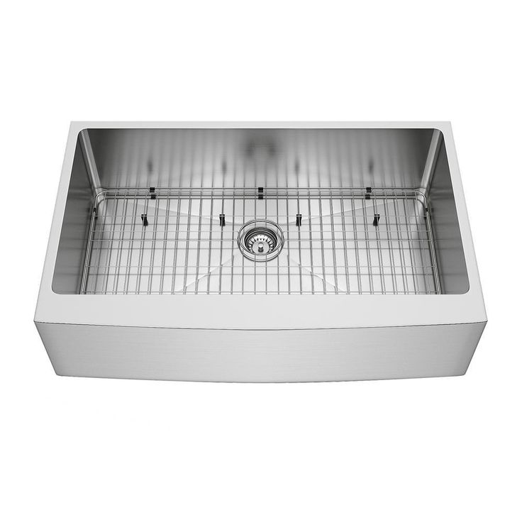 Camden Stainless Steel 33 in. Single Bowl Farmhouse Apron-Front Kitchen Sink with Strainer and Stainless Steel Grid