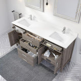 Kali 72 in. W x 22 in. D Bath Vanity in Gray ENGRD Stone Vanity Top in White with White Basin Power Bar and Organizer