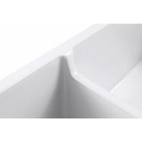 Sutton Place Farmhouse Fireclay 33 in. 55/45 Double Bowl Kitchen Sink with Grid with Grid and Strainer - Super Arbor
