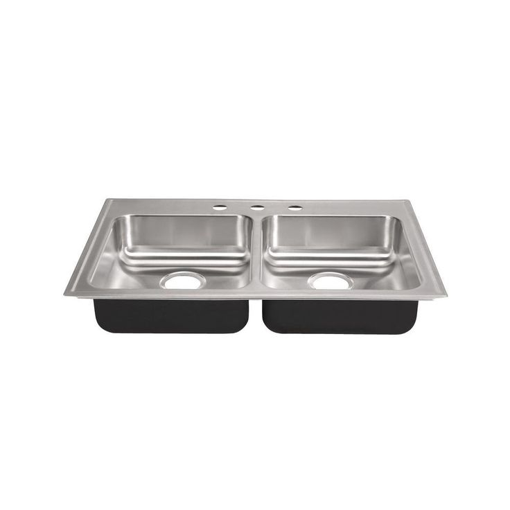 2-Bowl, Drop-In, ADA with Faucet Ledge, 18-Gauge, SS Sink, 2-Compartment, O.D. 22 in. x 33 in. 3-Hole, Drain Center Rear