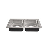 2-Bowl, Drop-In, ADA with Faucet Ledge, 18-Gauge, SS Sink, 2-Compartment, O.D. 22 in. x 33 in. 3-Hole, Drain Center Rear