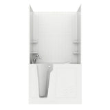 Rampart Nova Heated 5 ft. Walk-in Whirlpool Bathtub with 6 in. Tile Easy Up Adhesive Wall Surround in Biscuit - Super Arbor