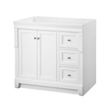 Naples 36 in. W Bath Vanity Cabinet Only in White with Right Hand Drawers - Super Arbor