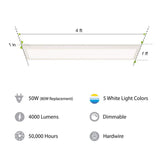 Commercial Electric 1 ft. x 4 ft. 4000 Lumens Dimmable White Integrated LED Flat Panel Ceiling Flush Mount Fixture with Selectable 5CCT