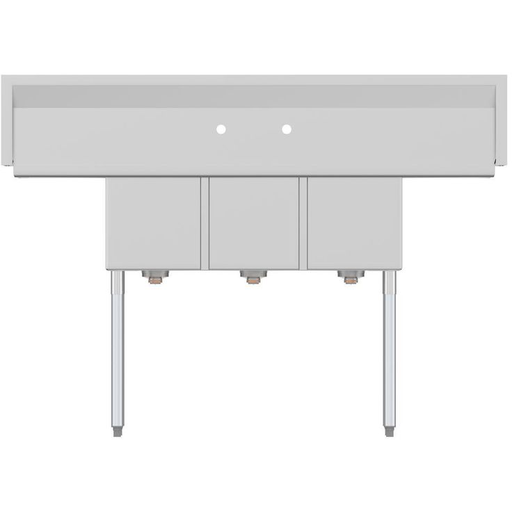 Freestanding Stainless Steel 60 in. 2-Hole Triple Bowl Commercial Kitchen Sink