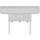Freestanding Stainless Steel 60 in. 2-Hole Triple Bowl Commercial Kitchen Sink