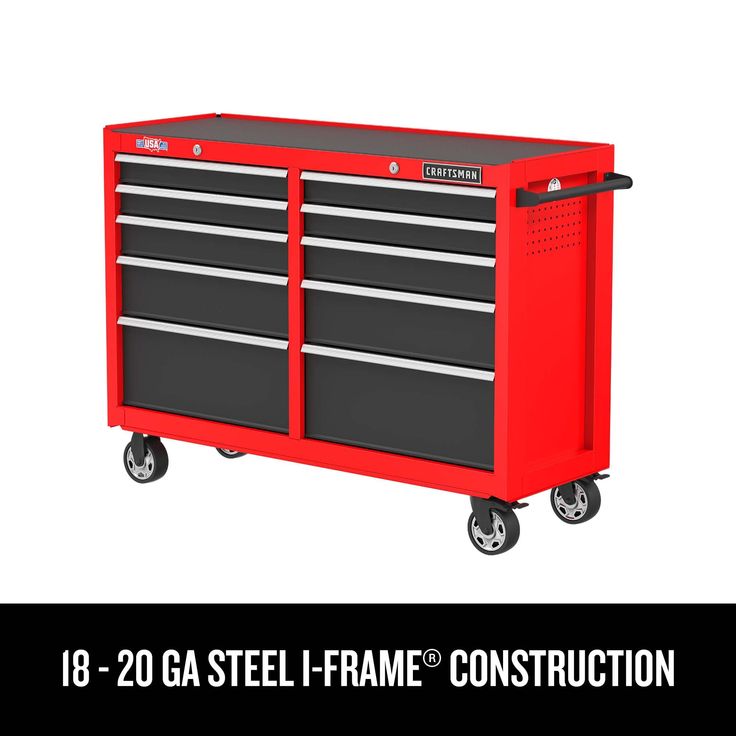 CRAFTSMAN 2000 Series 52-in W x 37.5-in H 10-Drawer Steel Rolling Tool Cabinet (Red)