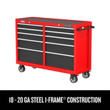 CRAFTSMAN 2000 Series 52-in W x 37.5-in H 10-Drawer Steel Rolling Tool Cabinet (Red)