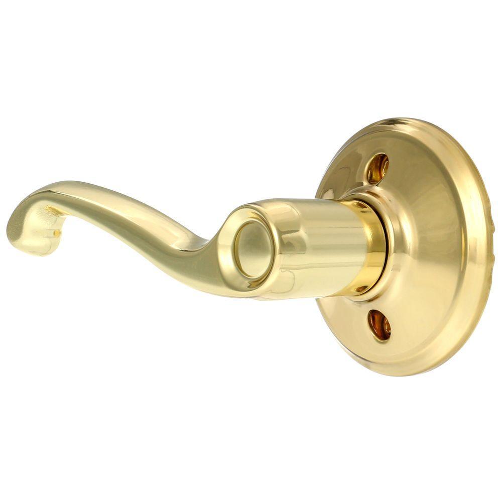 Flair Bright Brass Left Handed Dummy Door Lever - Super Arbor