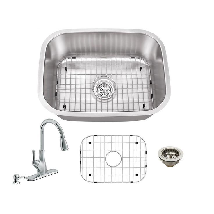 All-in-One Undermount 18-Gauge Stainless Steel 24 in. 0-Hole Single Bowl Bar Sink with Pull Out Kitchen Faucet