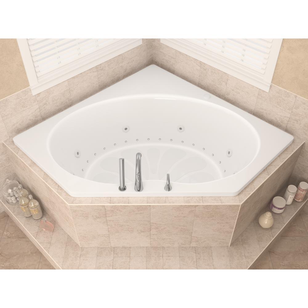 Carnelian 5 ft. Center Drain Whirlpool and Air Bath Tub in White - Super Arbor
