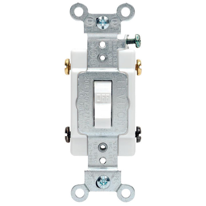 20 Amp Commercial Double-Pole Toggle Switch, White - Super Arbor