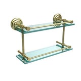 Que New 16 in. L x 8 in. H x 5 in. W 2-Tier Clear Glass Bathroom Shelf with Gallery Rail in Brushed Bronze - Super Arbor