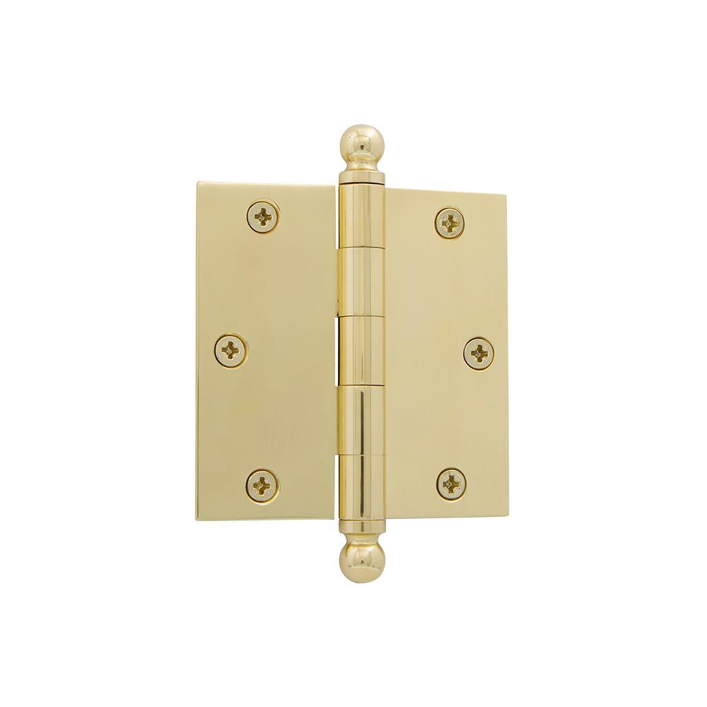 Nostalgic Warehouse 3.5 in. Antique Pewter Ball Tip Residential Hinge with 5/8 in. Radius Corners - Super Arbor