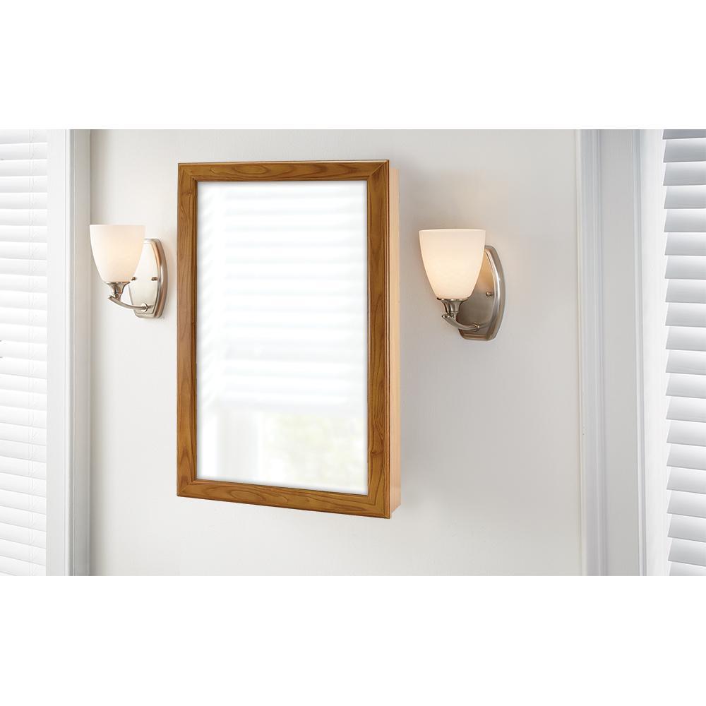 15-1/4 in. W x 26 in. H Framed Surface-Mount Bathroom Medicine Cabinet in Oak - Super Arbor