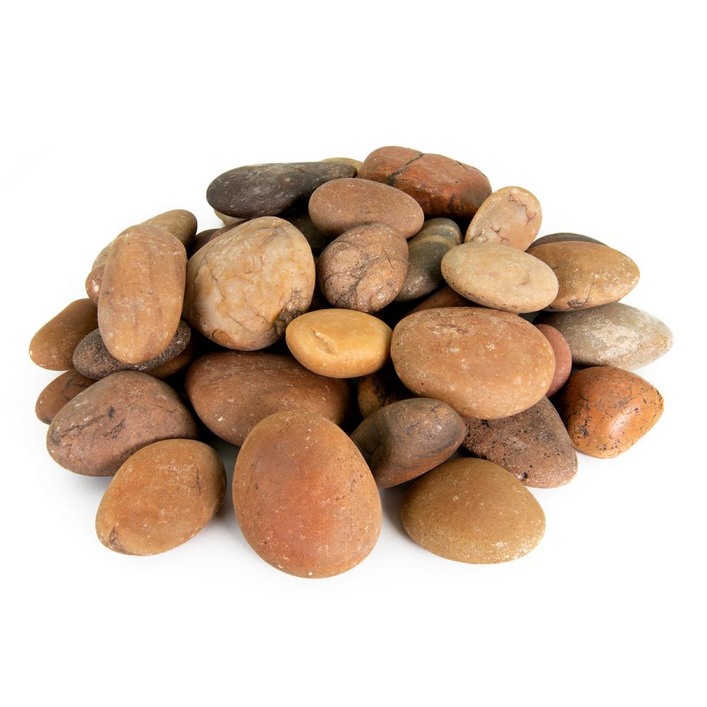 Southwest Boulder & Stone 0.50 cu. ft. 3 in. to 5 in. Buff Mexican Beach Pebble Smooth Round Rock for Gardens, Landscapes and Ponds - Super Arbor