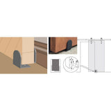 137.75 in. Black Solid Steel Barn Door Hardware Kit for Double Wood Doors with Adjustable Floor Guides (2-Piece Rails) - Super Arbor