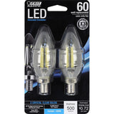 Feit Electric 60-Watt Equivalent B10 Candelabra Dimmable Filament Clear Glass Chandelier LED Light Bulb, Daylight (12-Pack)