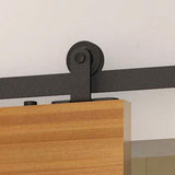78 in. Black Solid Steel Sliding Rolling Barn Door Hardware Kit for Single Wood Doors with Routed Floor Guide - Super Arbor