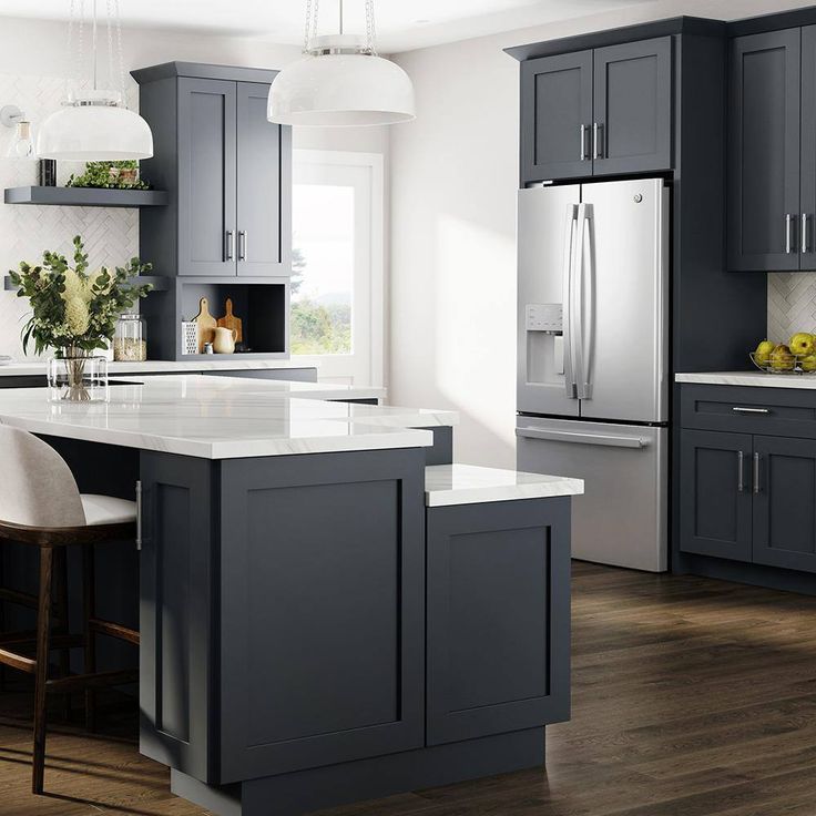 Home Decorators Collection Newport 33 in. W x 12 in. D x 12 in. H Assembled Plywood Wall Bridge Kitchen Cabinet in Deep Onyx with Soft Close