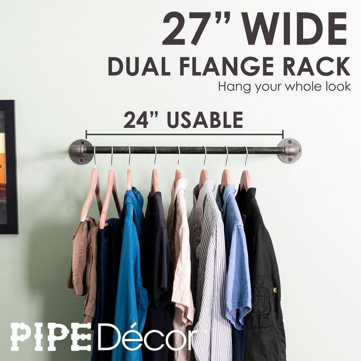 1/2 in. x 2 ft. L Black Pipe Wall Mounted Clothing Rack Kit