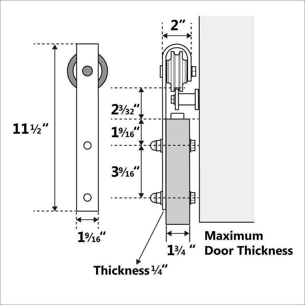 5 ft./60 in. Black Steel Bent Strap Sliding Barn Door Track and Hardware Kit for Single with Floor Guide - Super Arbor